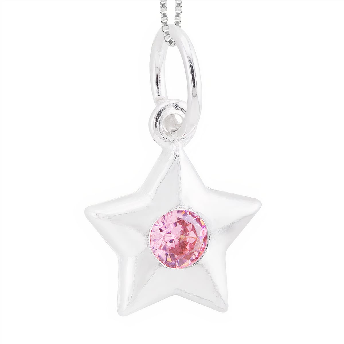 Pingente Prat Estrela Zircônia Rosa