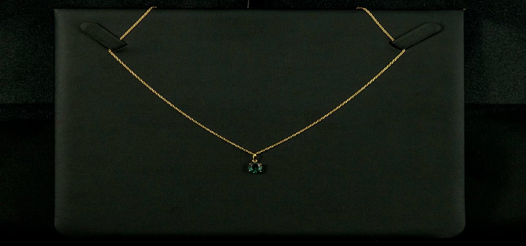 Corrente em Ouro 18k com Pedra Turmalina Verde Água