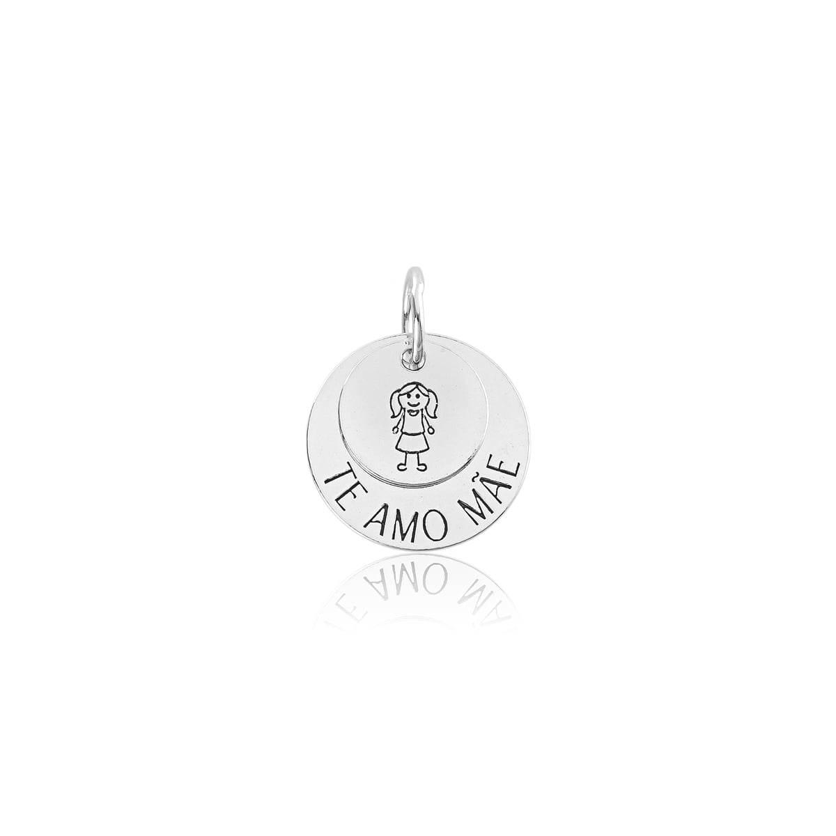 Pingente Prata 925 Placa Menina "TE AMO MÃE"